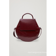 Polished Leather Round Leather Shoulder Bag